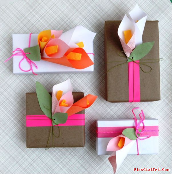 Trang trí hộp quà siêu tốc với hoa giấy đơn giản